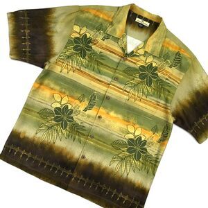 Tommy Bahama Shirt Mens XL Silk Camp Collar Hawaiian Floral Aloha Hibiscus Print